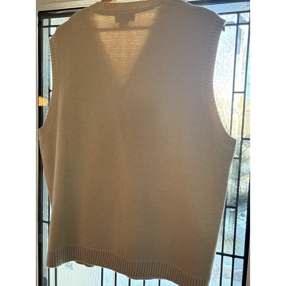 Eddie Bauer Vintage Knit V-Neck Button Front Sweater Vest Beige Sz XL Heritage - Picture 3 of 8